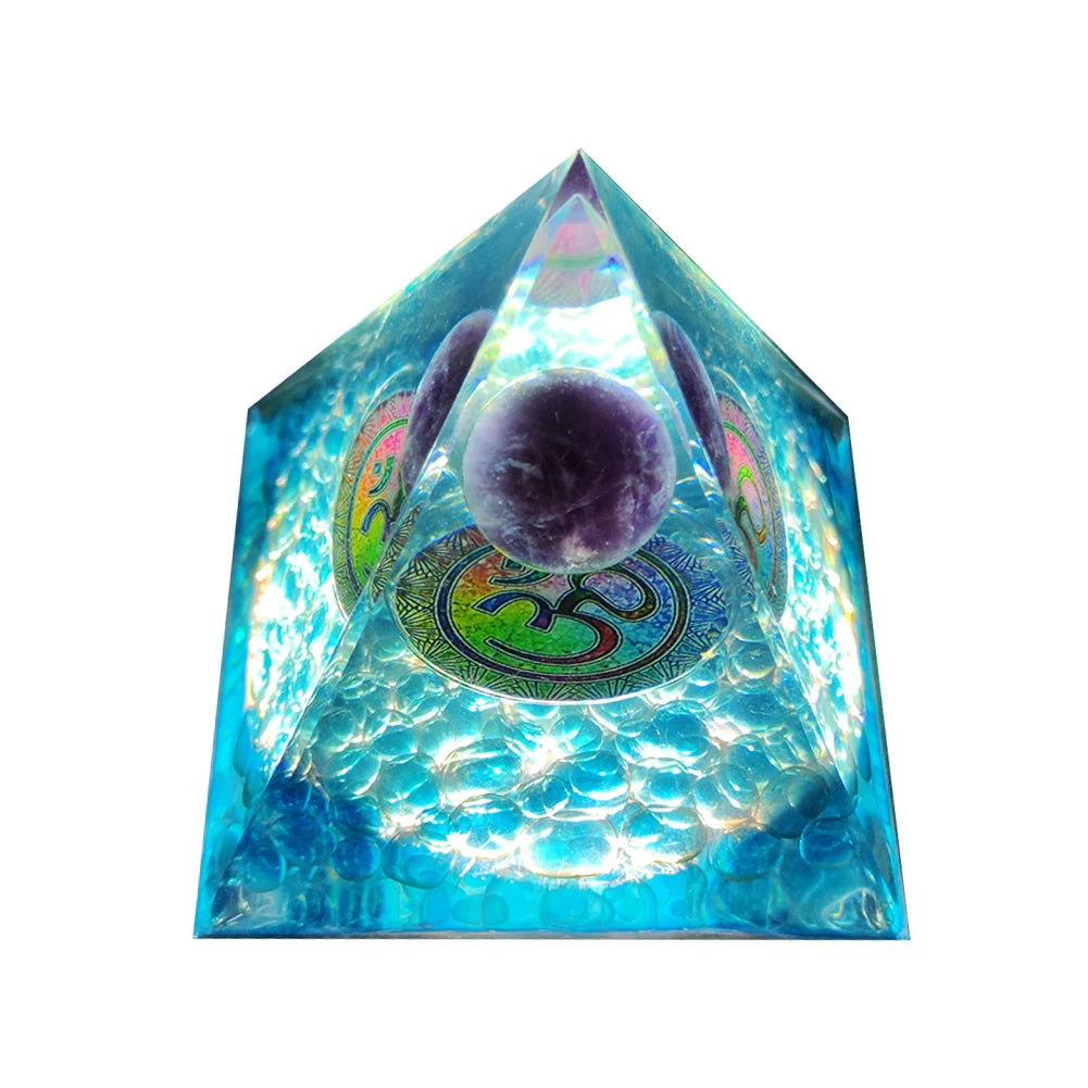 Crystal Orgone Pyramid Handmade Healing Reiki Energy Generator Orgonite Ornament Tabletop Garden Miniature Decoration