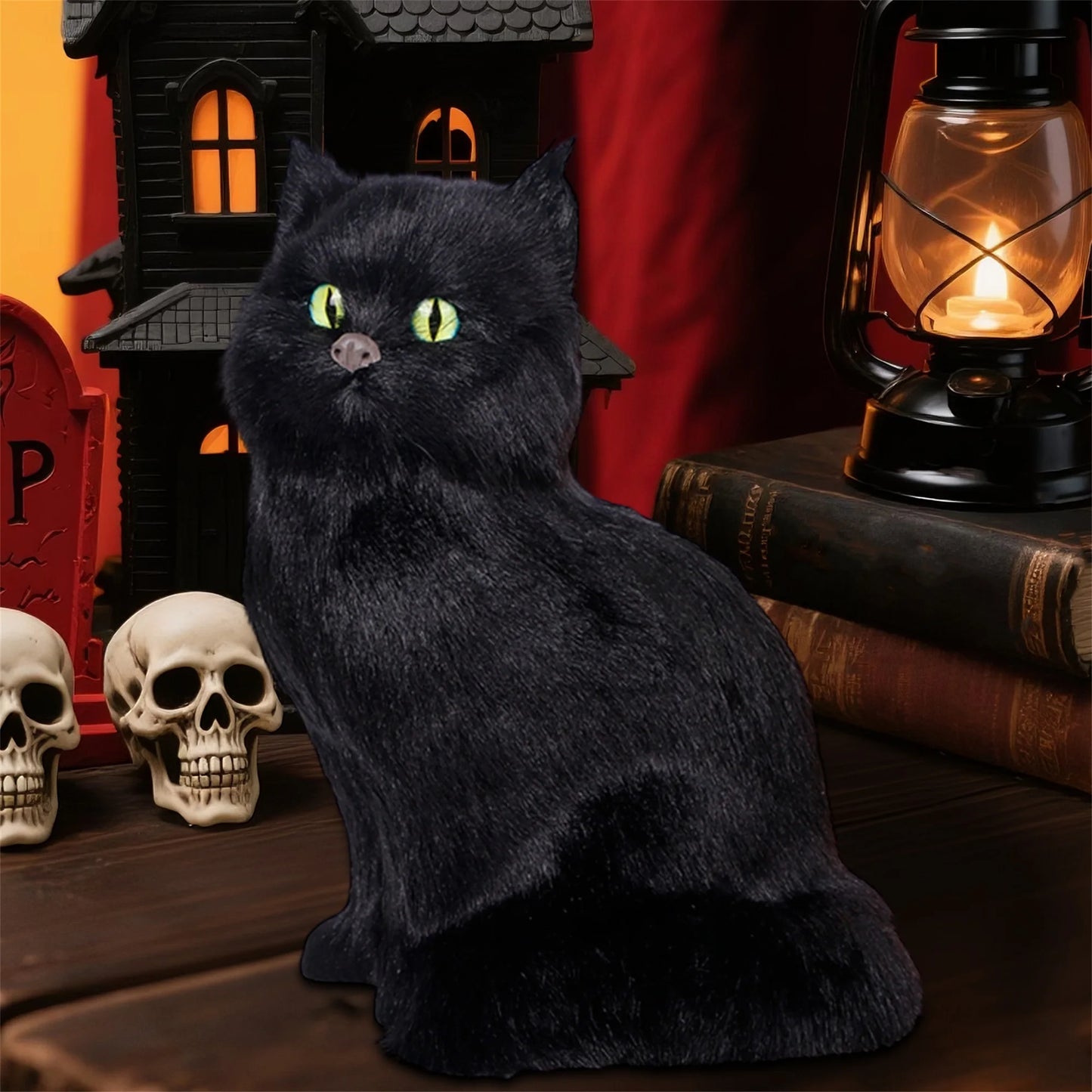 Halloween Black Cat Figurines Set of 3 Spooky Decorations for Home Office Party Miniature Cat Ornaments for Table Display