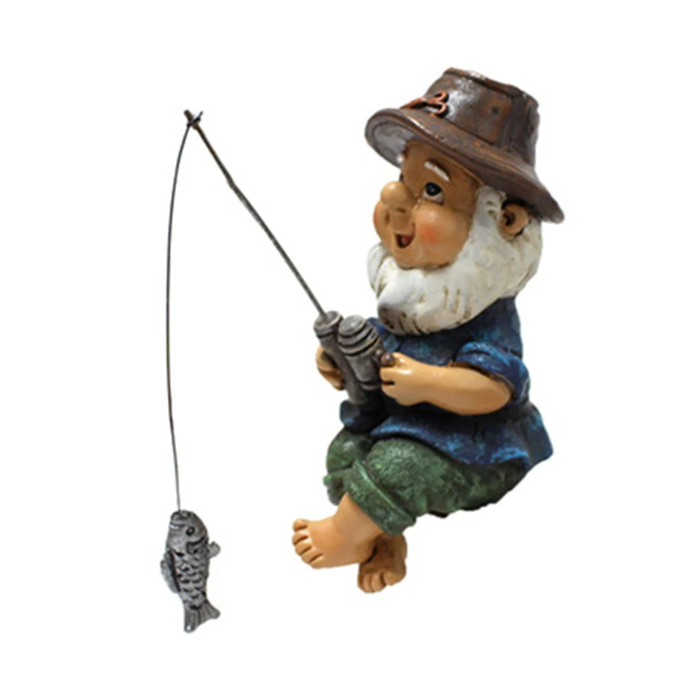 Creative Fishing Gnome Waterproof Fishing Dwarf Elf Figurines Sun Protection Ingenious Design for Outdoor Home Garden Yard Decor