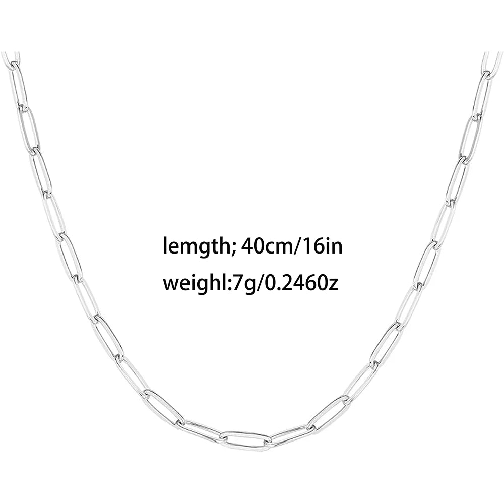 New 925 Sterling Silver Paperclip Neck Chain Basic Link Chain Necklace for Men Women Fine Jewelry Party Gifts Ships from USA