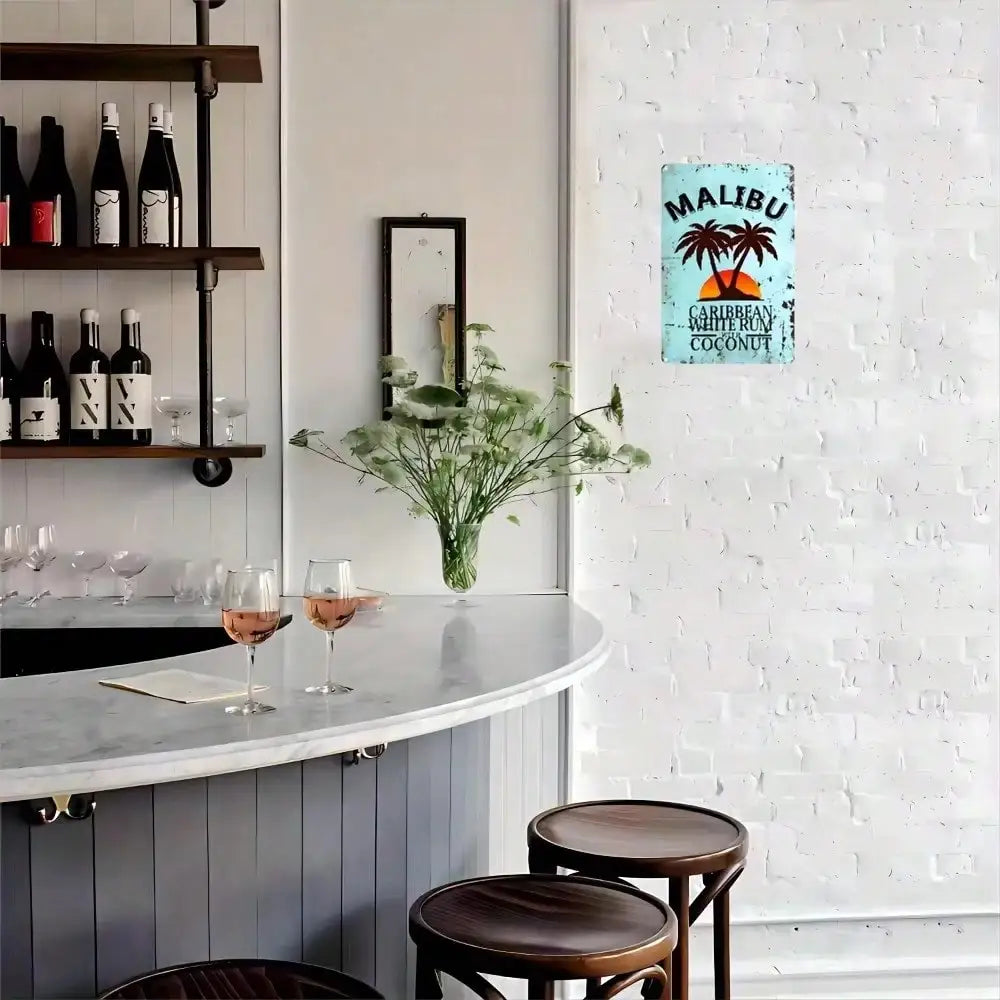Retro Coconut Rum Tin Poster Metal Sign: Vintage Wall Art – Perfect for Home Bar, Man Cave, Cafe, Beach-Themed Events