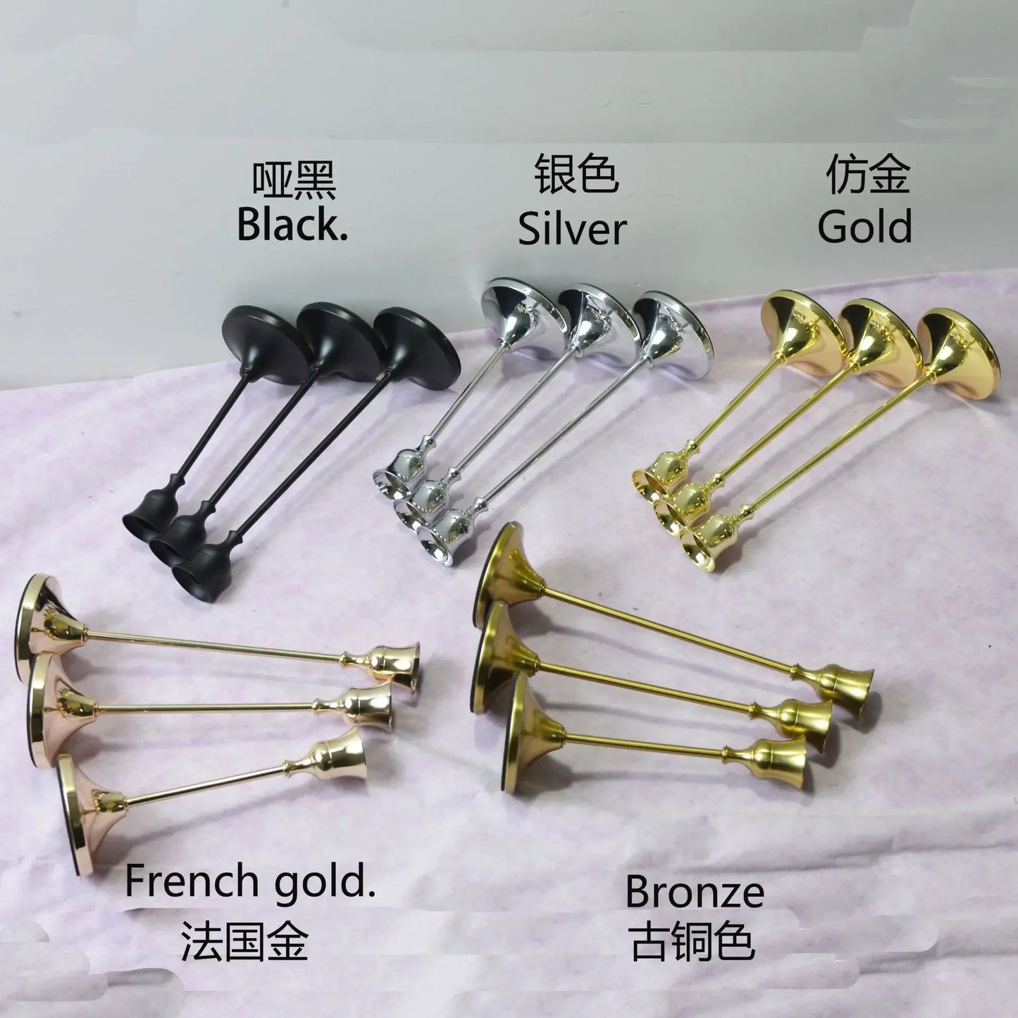 3Pcs/Set European style Metal Candle Holders Simple Golden Wedding Decoration Bar Party Living Room Decor Candlestick Home Decor