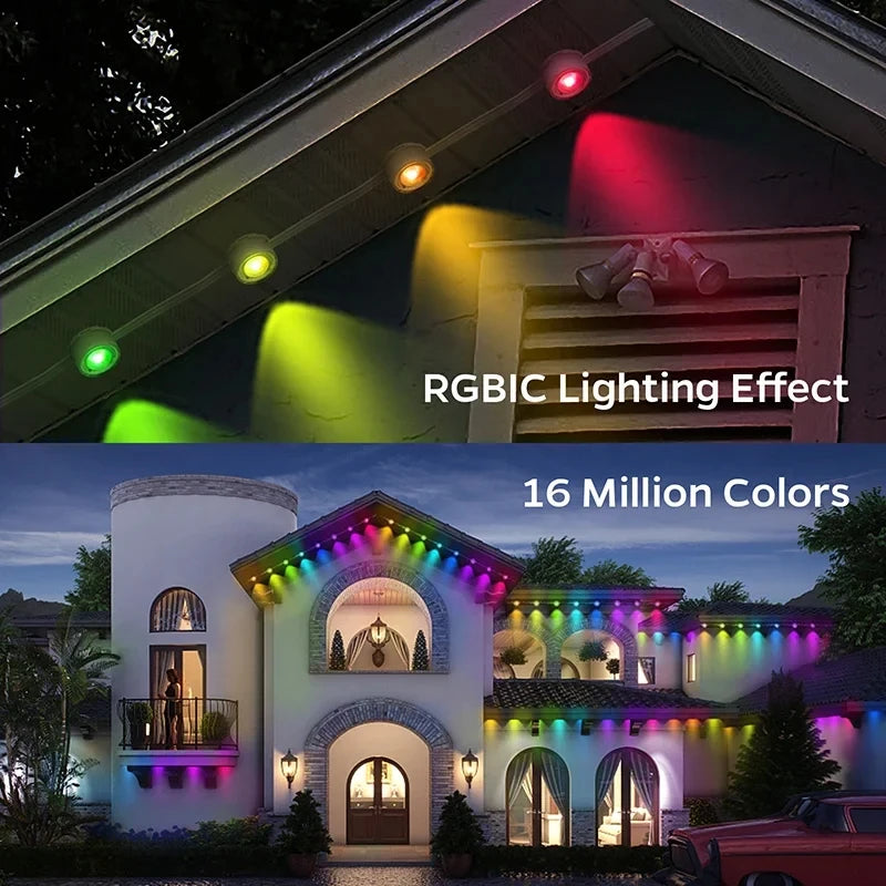 Permanent Outdoor Eaves Light Intelligent RGBIC 90M 180LEDs Eaves Light IP67 Waterproof For Christmas Halloween DIY Lighting
