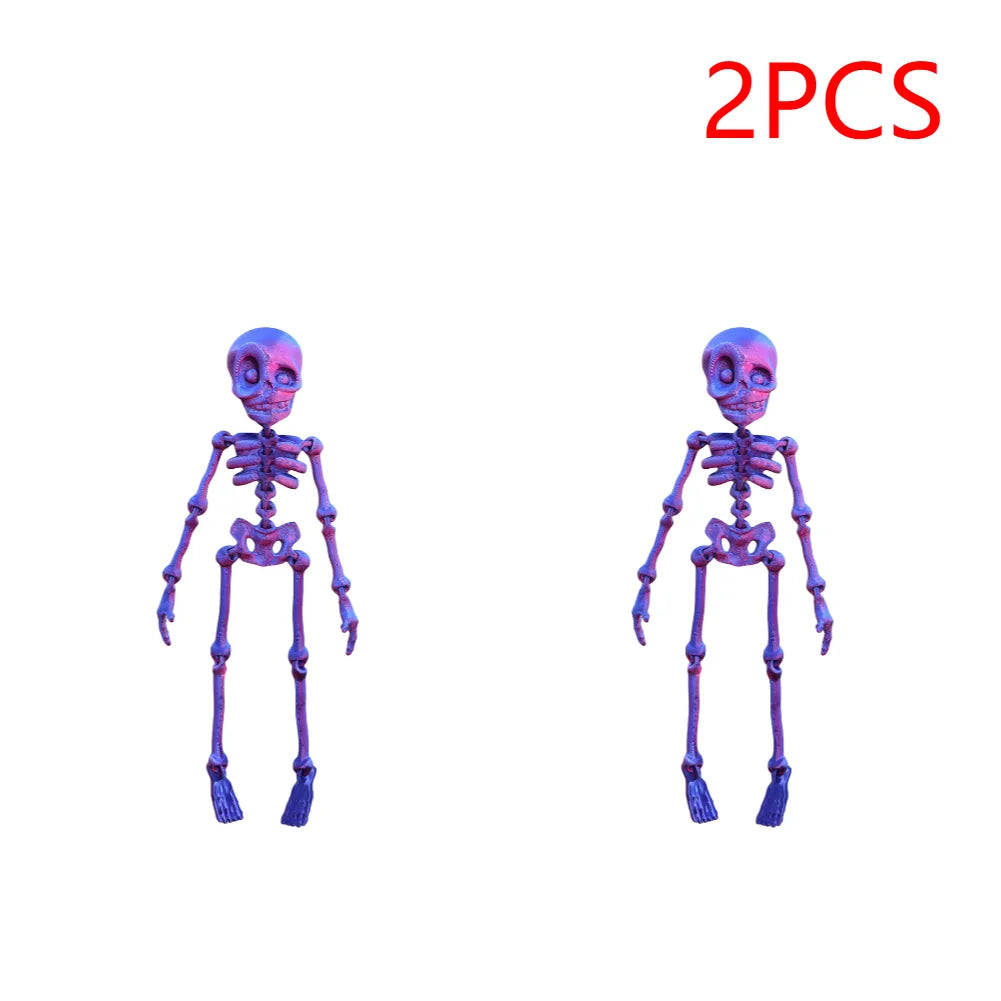 2/5PCS 3D Printed Skeleton Fridge Magnets with Movable Joints Cute Skull Fridge Magnets Home Kitchen Halloween Funny Decoration