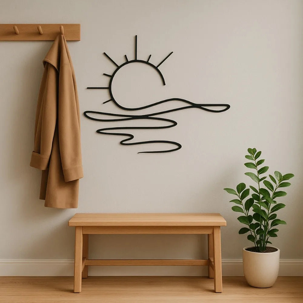 Modern Sunrise Iron Wall Art - Minimalist Metal Decor for Home & Office