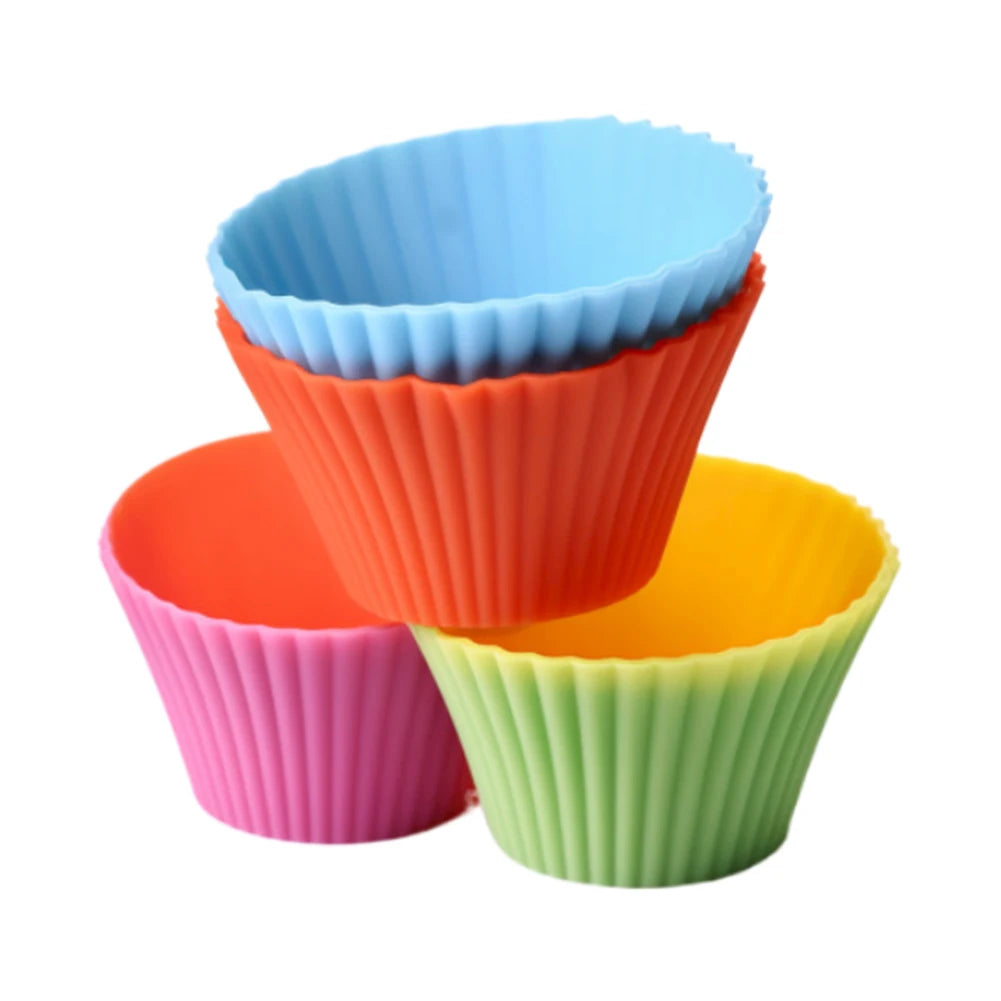 12 Pcs Bake Cupcake Mold Reusable Silicone Baking Cup Dessert Pudding Ramekin Holders Kitchen Baking Cup Muffin Cupcake Liners