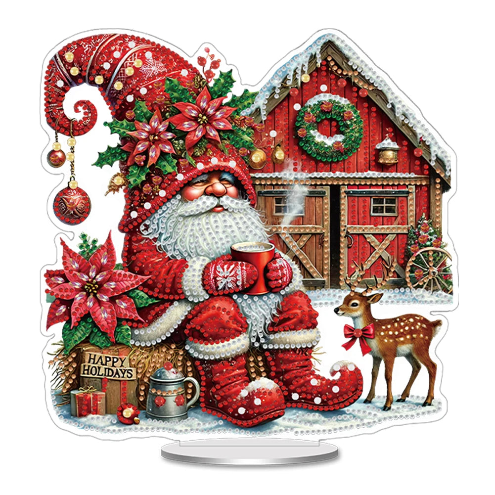 Christmas Special Shaped Desktop Diamond Art Kits Acrylic Diamond Painting Desktop Ornaments Kit for Home Office Desktop Decor
