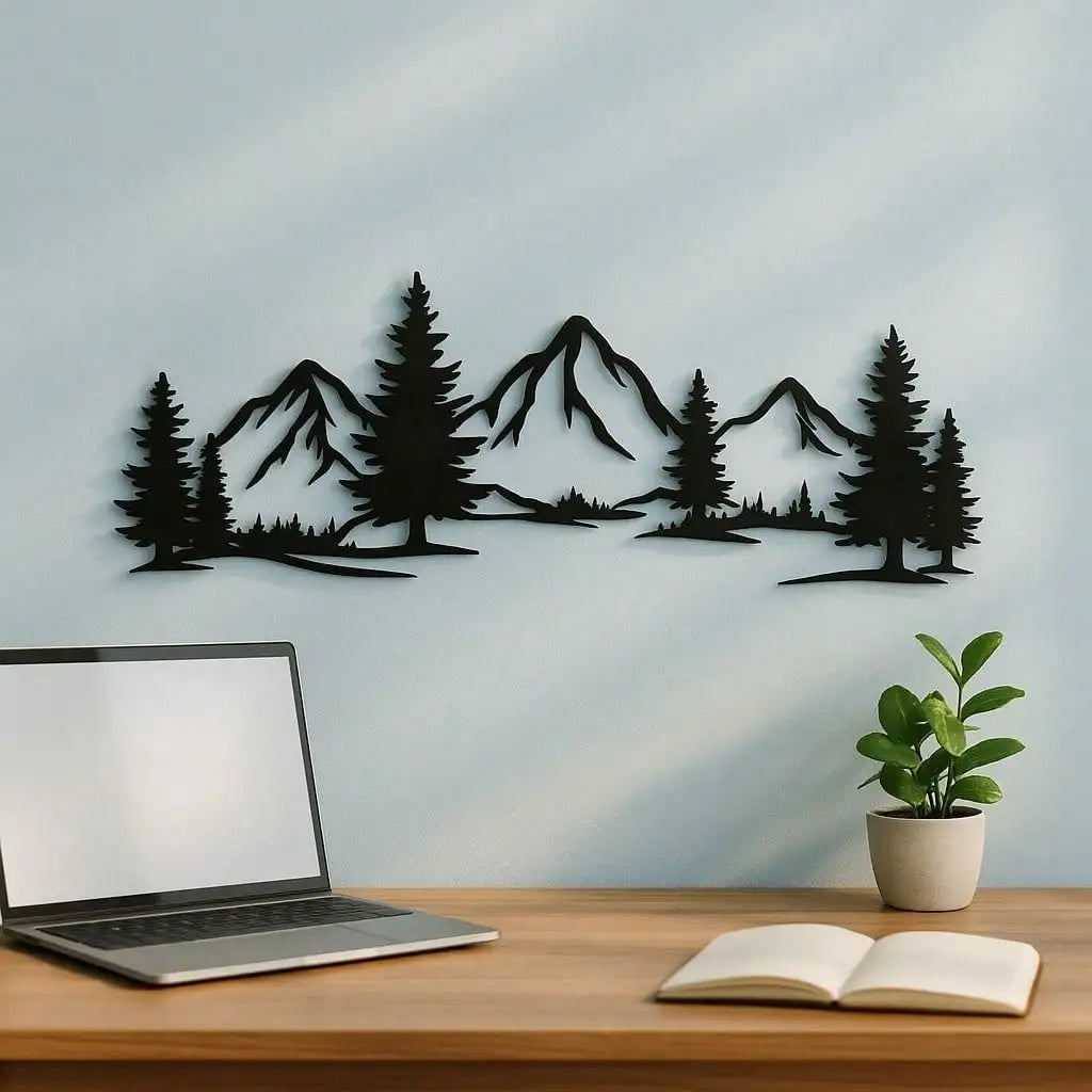 1PC Mountain & Forest Metal Wall Sculpture – Modern Farmhouse Decor – Halloween, Christmas Gift