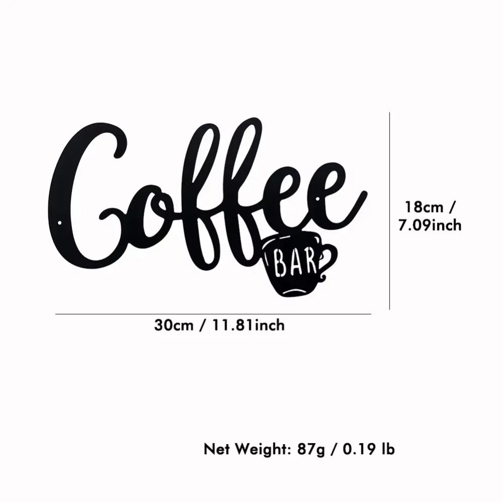 1pc Black Metal Coffee Cup Wall Sign – Stylish Hanging Decor for Coffee Bars & Home