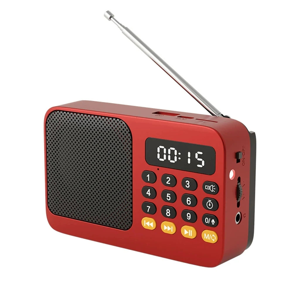 Bluetooth 5.0 Portable FM Radio Small Emergency Recargable Sound Box Mini Vintage Speaker Mp3 Player Support TF Card USB Drive