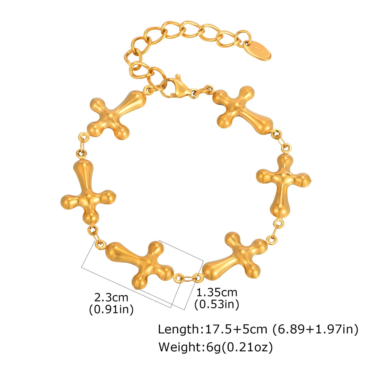 316L Stainless Steel Cross Bracelet for Women, Adjustable Chain Religious Christian Jewelry Daily Wear 2025 Trendy