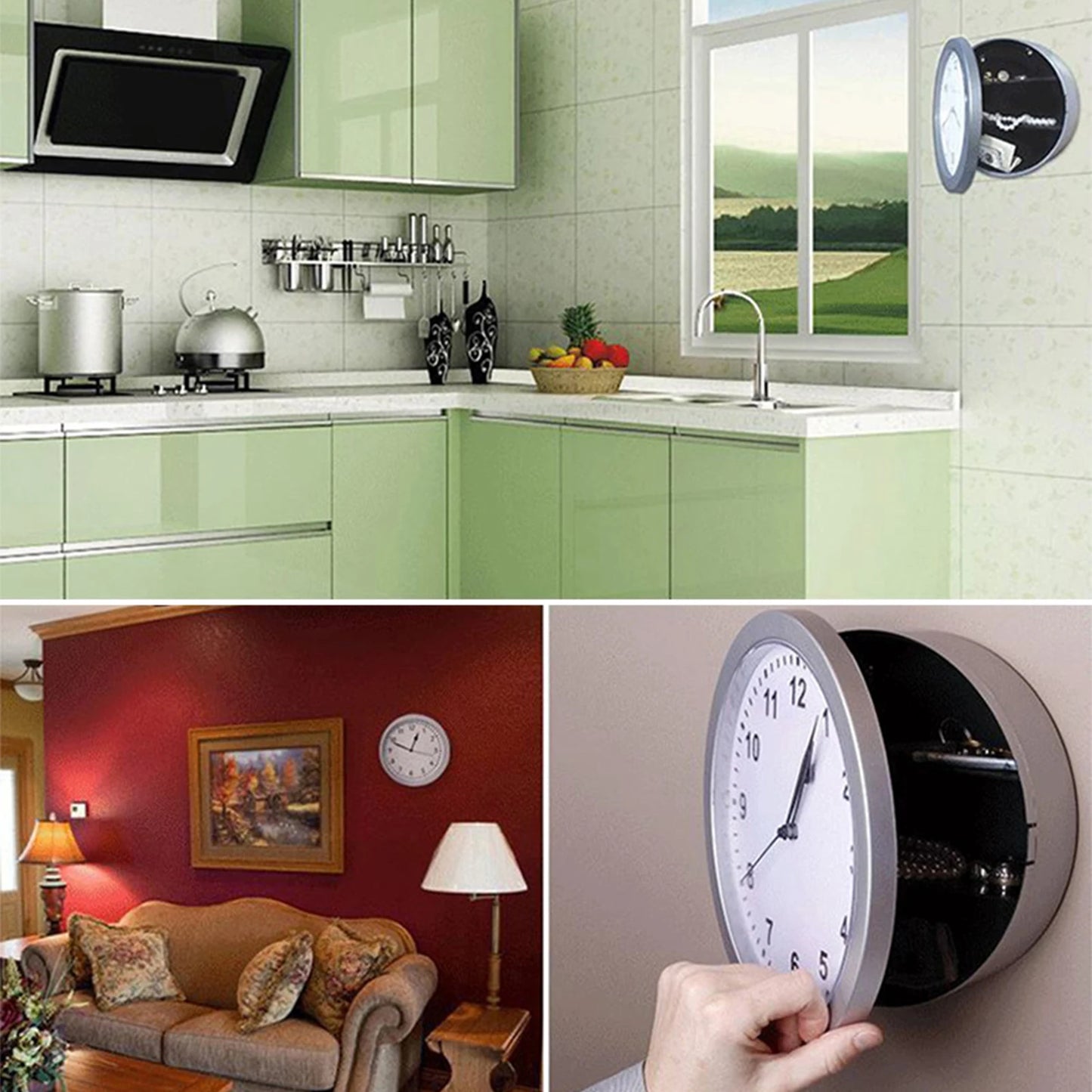 Safe Hidden Money Wall Clock Creative Jewelry Clock box for Living Room Storage with Secret Compartment Modern Home Decor