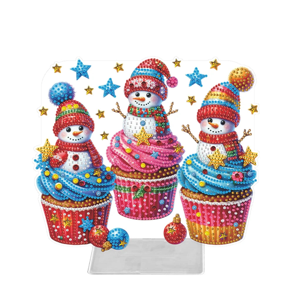 Acrylic Christmas Special Shape Merry-go-round Rhinestones Desktop Ornaments Diamond Painting Desktop Decors for Adults Beginner