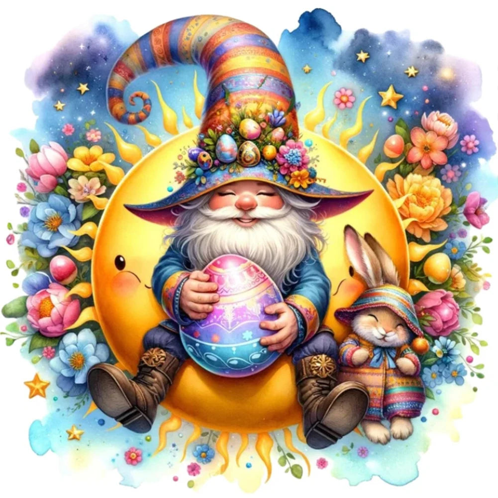 30*30CM 5D DIY Full Round Drill Diamond Painting Easter Gnome Egg Kit Home Decoration Art Craft Mosaic Painting