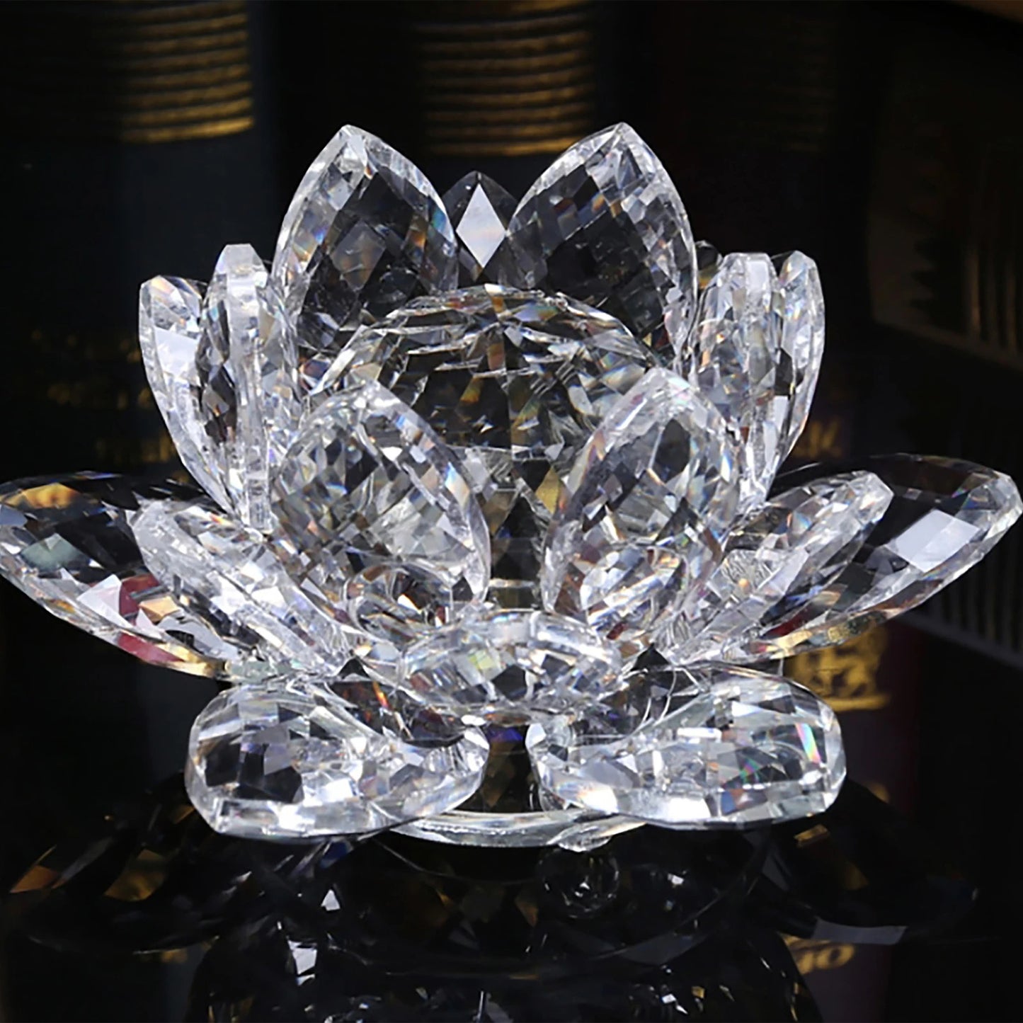 Crystal Lotus Flower Figurines Flower Crafts Glass Car Figurines for Tabletop Centerpiece Home Office