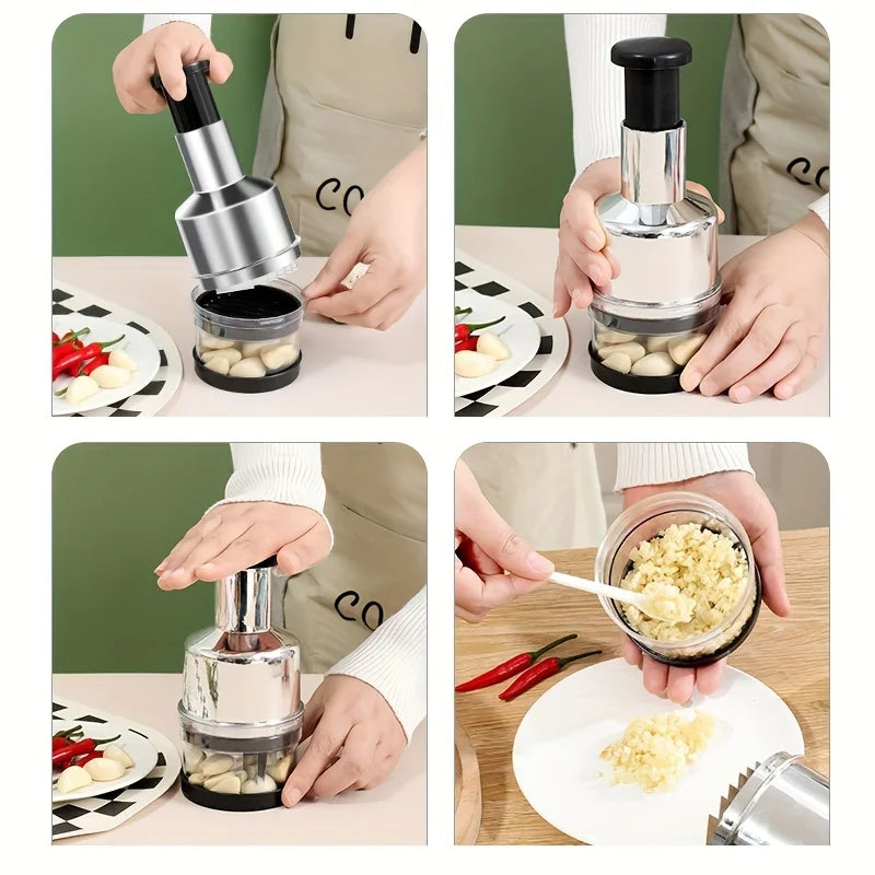 Stainless Steel Garlic Press Crusher Manual Garlic Mincer Chopping Garlic Tools Fruit Vegetable Slicer Tools Kitchen Accessories
