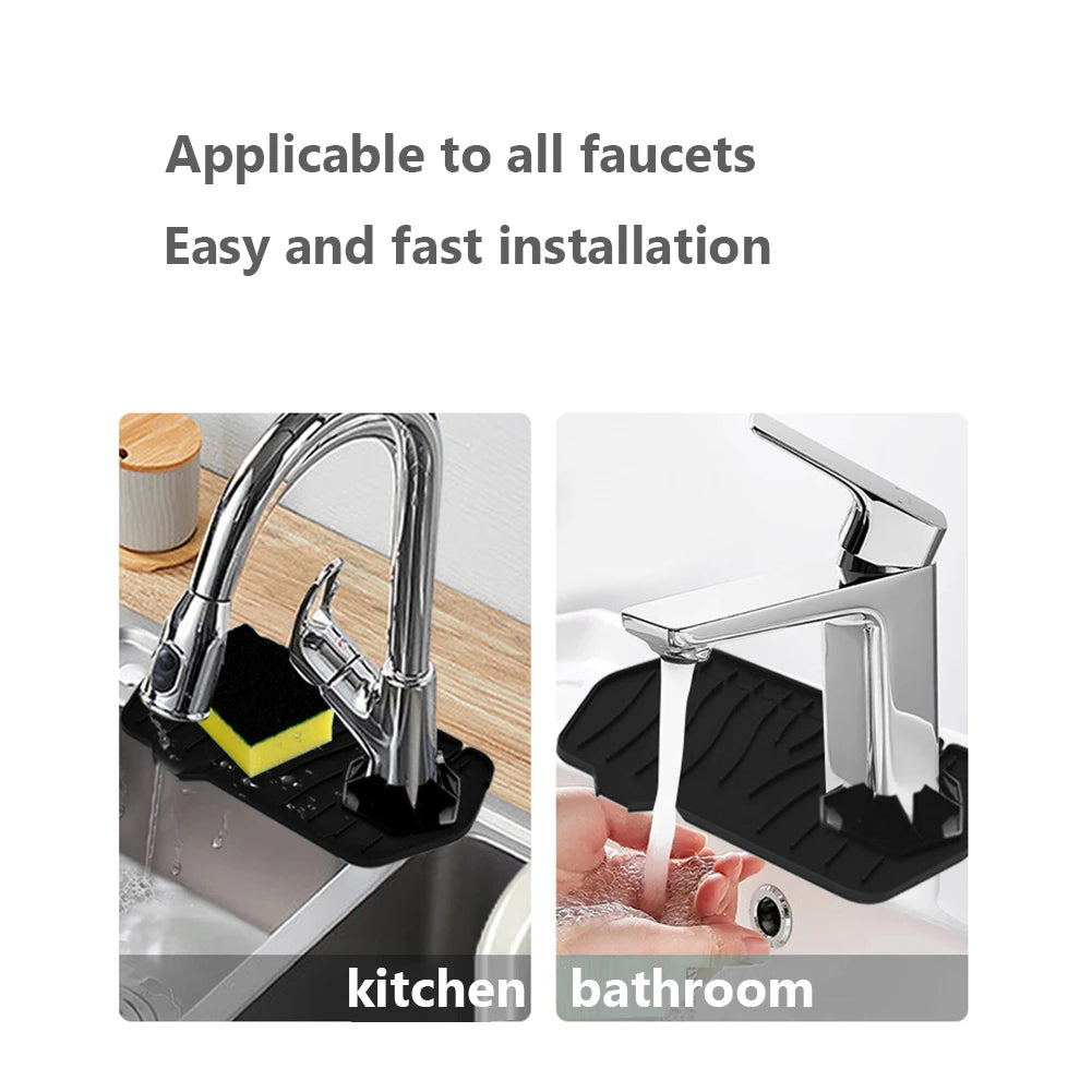 Silicone Drain Pad Countertop Protector Water Splash Catcher Mats Double-sided Faucet Splash Guard Tray Bathroom Kitchen Gadgets