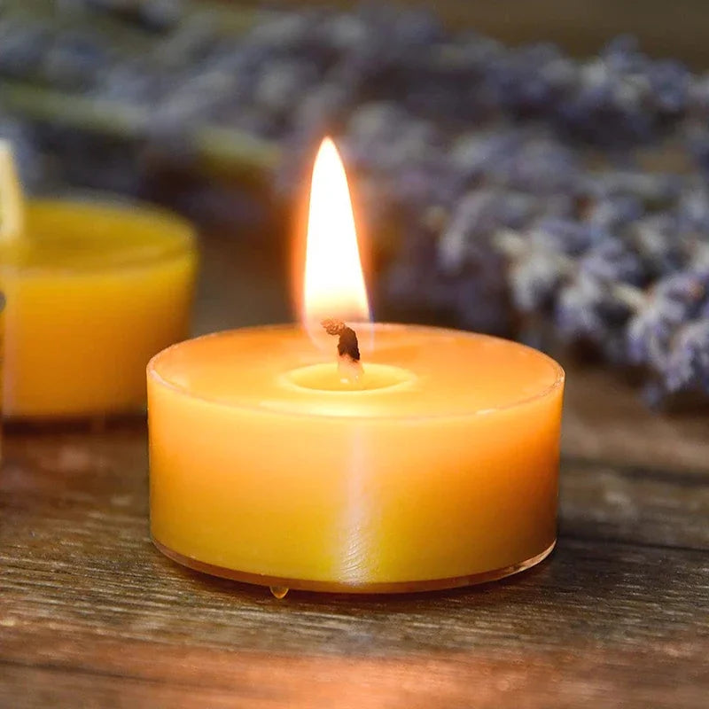 6/12Pack Beeswax Honey Candles for Ritual Tealight Candles Church Prayer Religous Prayer Candles Wholesale Decor Party Birthday