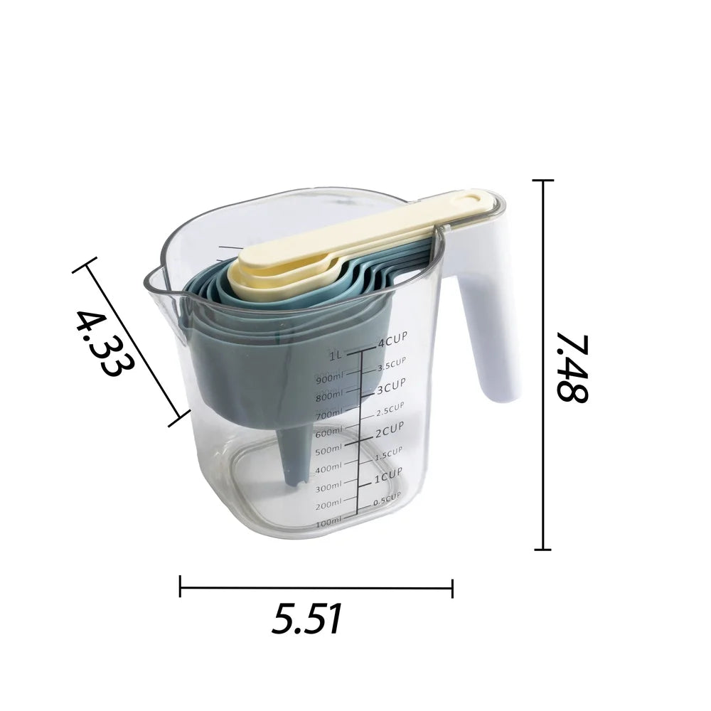 9-Piece Stackable Measuring Set Kitchen Tools Accurate Measurement Cups Spoons Non-Toxic Heat Resistant Ideal Cooking Baking