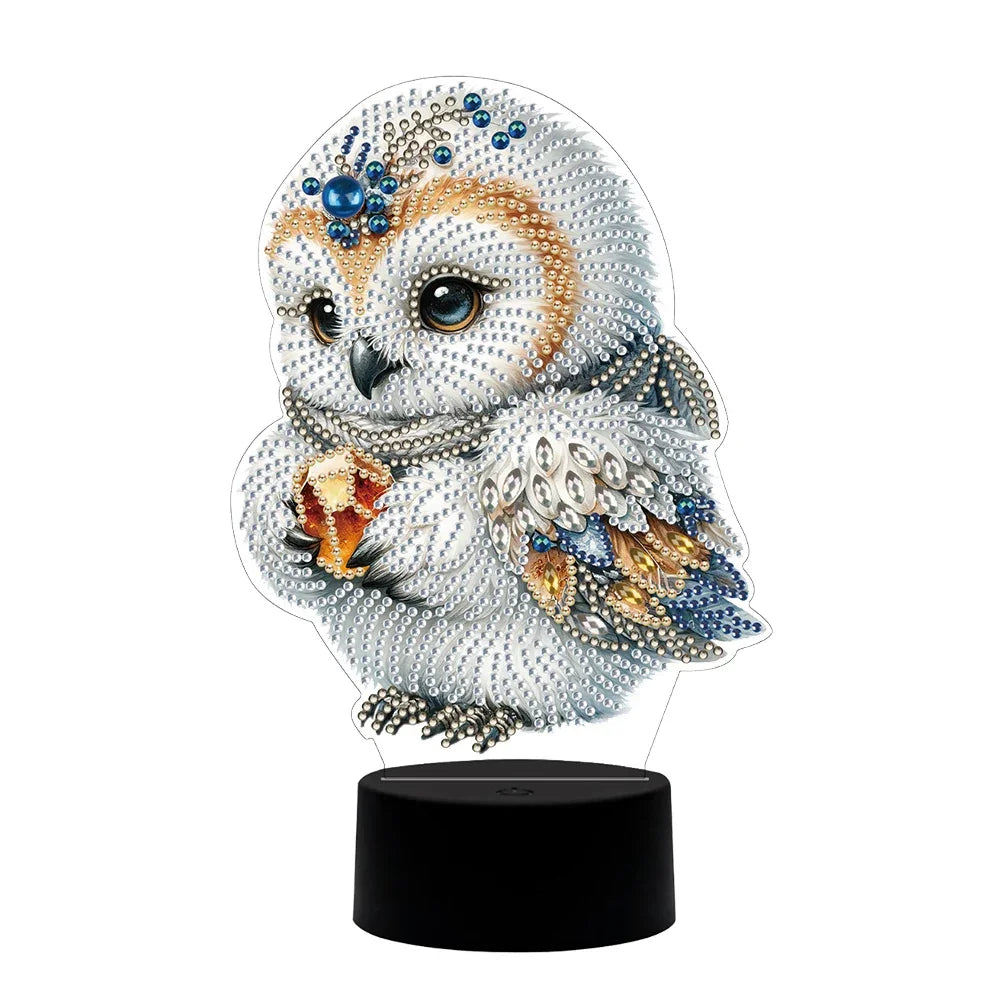 DIY Diamonds Painting Animals Table Lamp Handmade Diamond Mosaic Lamp LED Diamond Embroidery Night Lamp for Office Desktop Decor