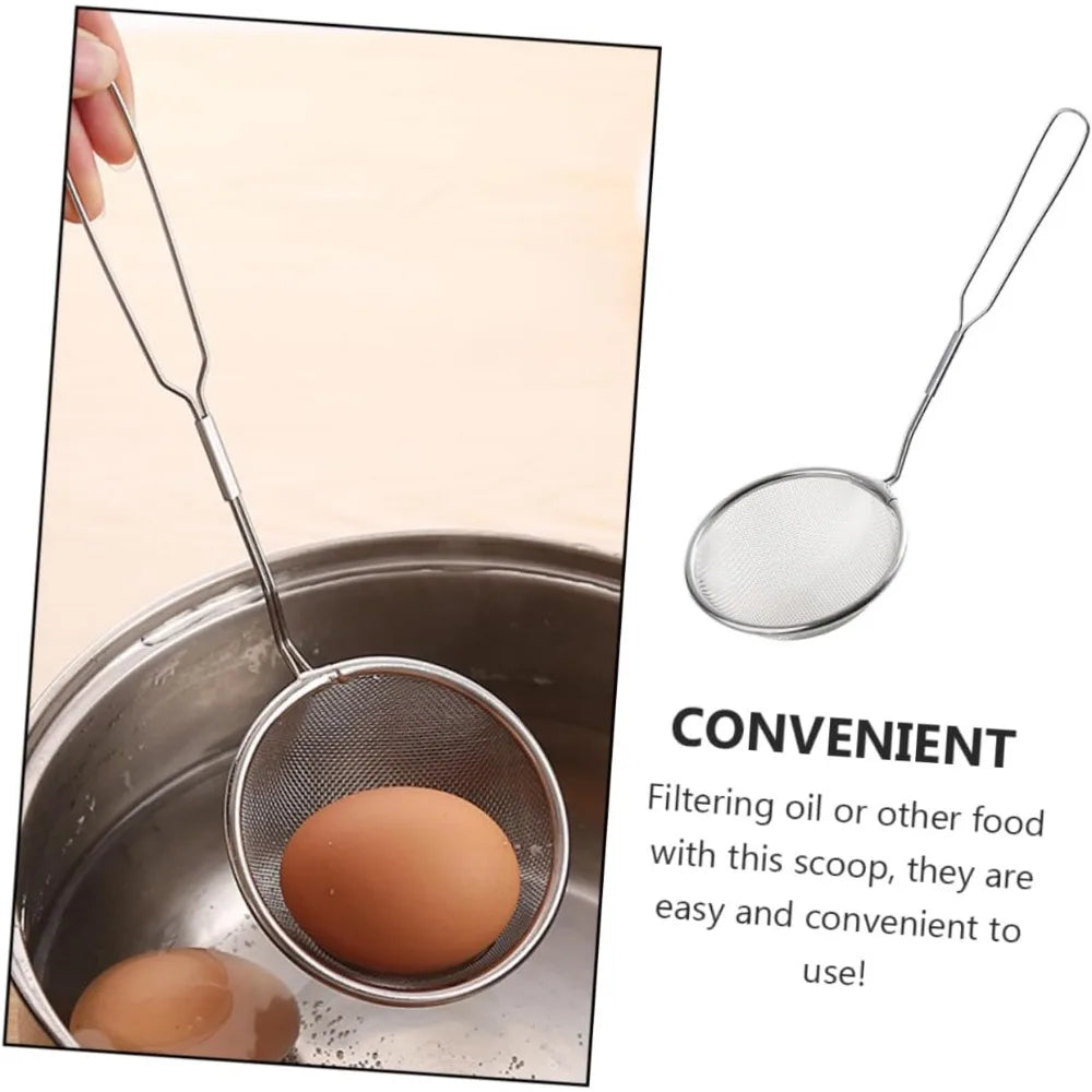 4pcs Stainless Steel Strainer Spoons Multipurpose Hot Pot Colanders for Oil Filtering and Draining Small Kitchen Scoop for Home