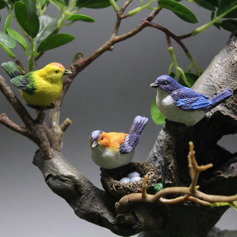 Birdie Figurines Gardening Ornaments 4Pcs/Set Bird's Nest Bird Eggs Landscape Mini Bonsai Simulation Model Dollhouse Decor
