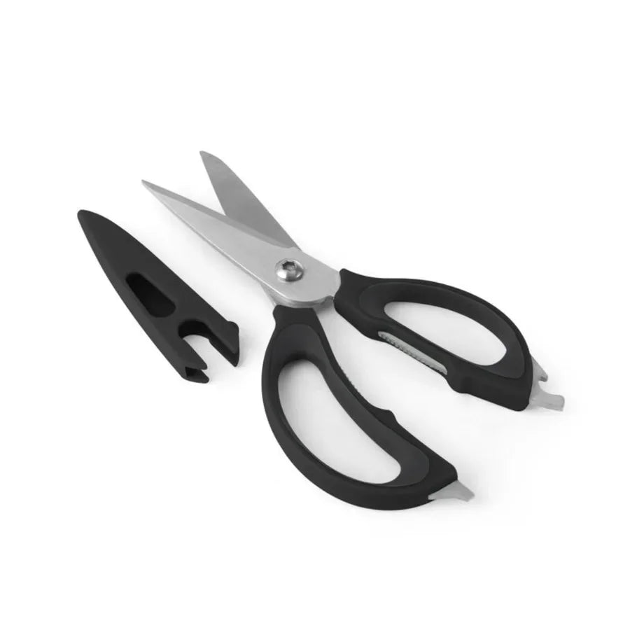 4 in 1 Stainless Steel Scissors with Nonslip Handles in Black for Kitchen Gardening Craft and Office Use Durable Ergonomic and