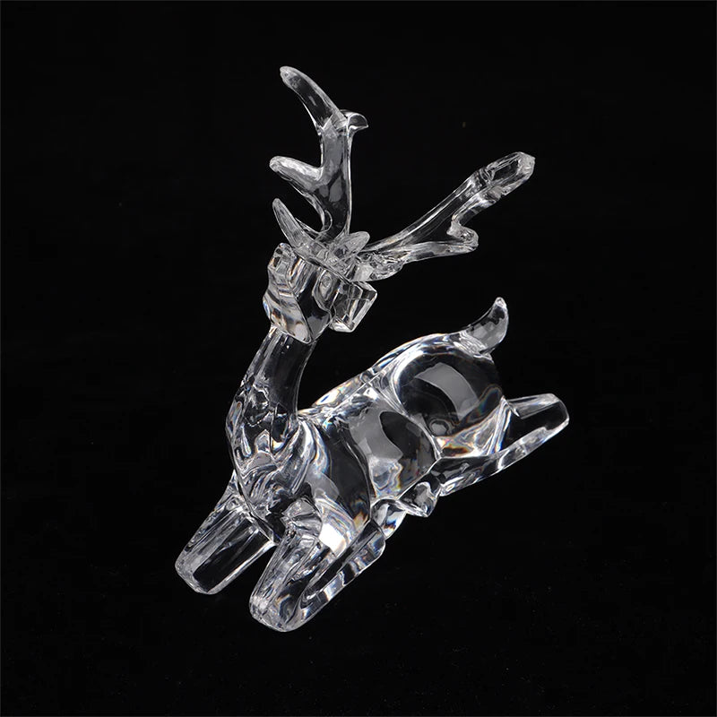 1Pc Crystal Deer Figurines Desktop Ornament Room Decor Transparent Elk Reindeer Sculpture Home Office Decoration