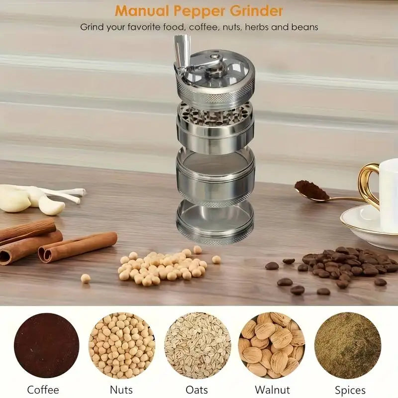 Handheld Kitchen Spices Grinder For Nutmeg, Ginger, Rock Salt & Peppercorns, Manual Crusher Tool For Seasoning & Cooking Needs