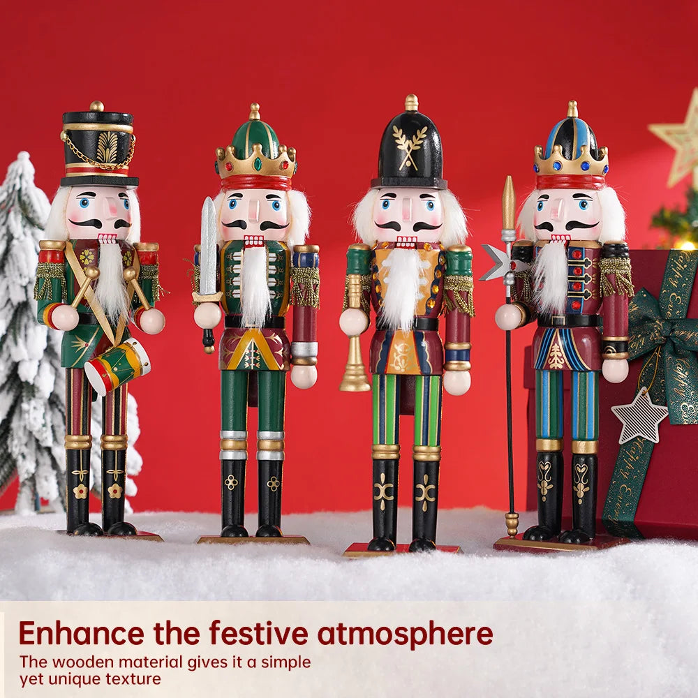 30cm Nutcracker Soldier Puppet Wooden Nutcracker Statues Handicraft Doll Toy Christmas Navidad New Year Gift Home Decoration