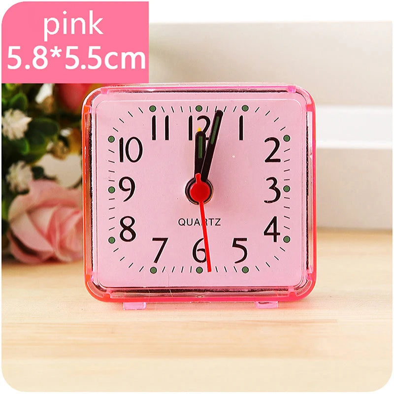Bedside Student Alarm Clock Analog Alarm Square Crystal Candy Color Desktop Decor Clock Bedroom Electronic Alarm Clock