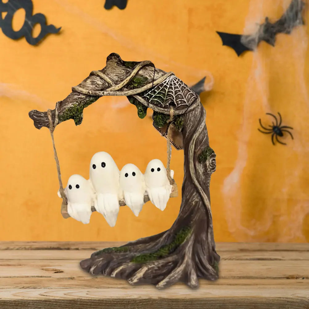 Halloween Funny Tree Hanging Ornaments White Ghost Swing Decorations Cute Swinging Ghost for Tabletop Centerpiece