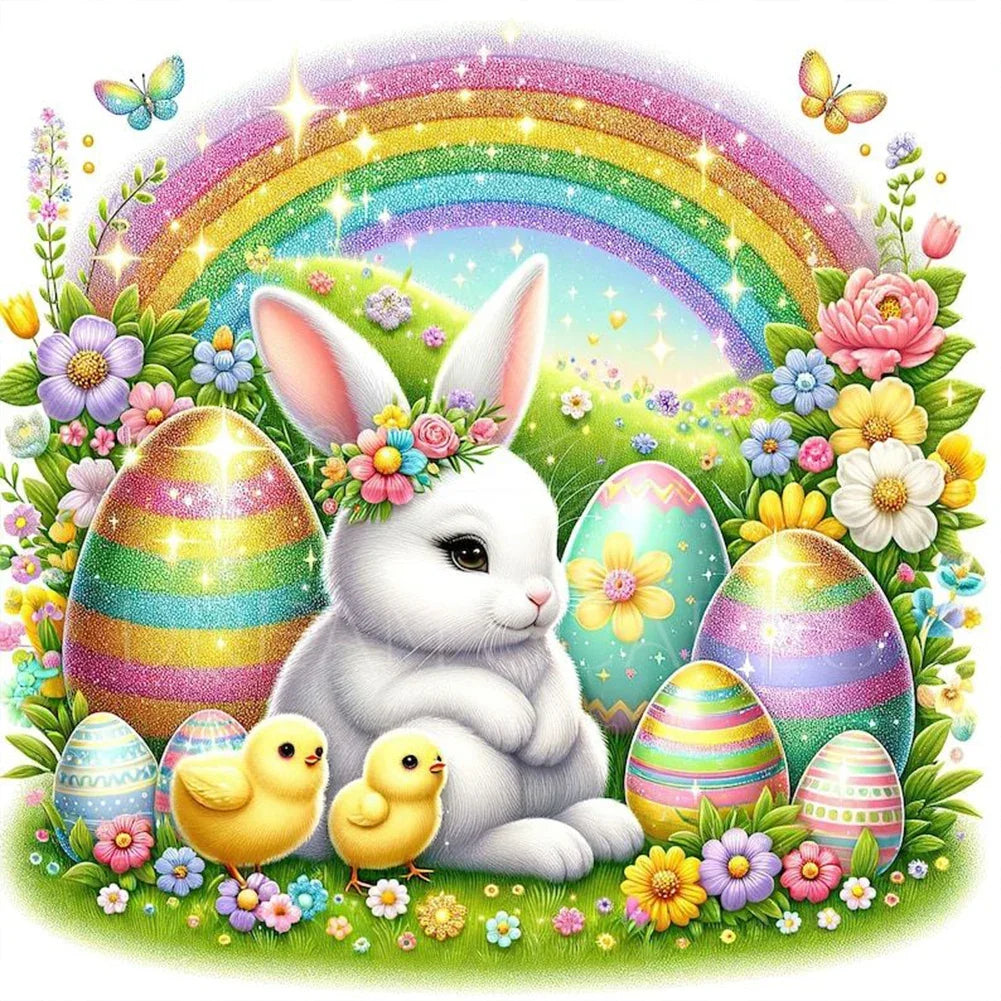 30*30CM 5D DIY Full Round Drill Diamond Painting Easter Gnome Egg Kit Home Decoration Art Craft Mosaic Painting
