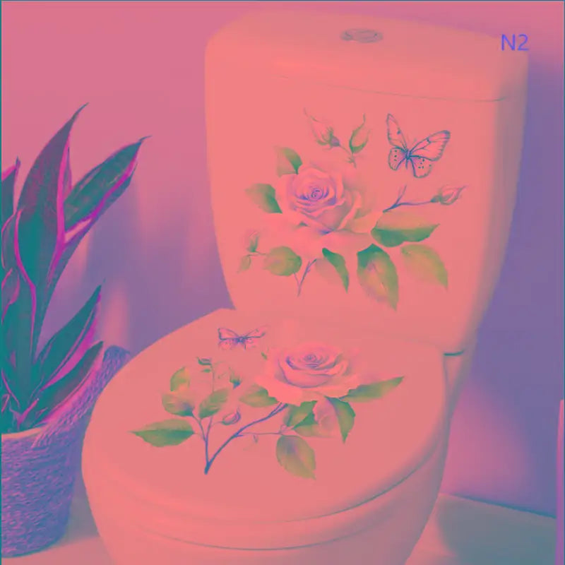2Sheet Bathroom Toilet Sticker Modern Minimalist Flower Butterfly Pattern Self-adhesive Paintings For Bathroom Living Decoration