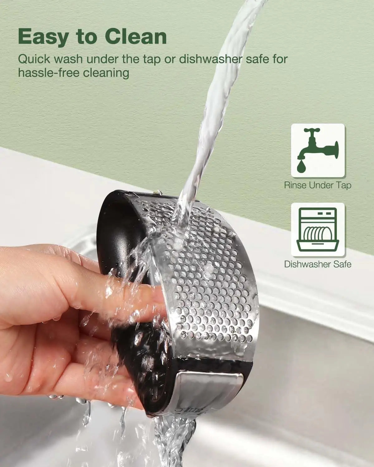 Garlic Press Rocker - Easy Squeeze Mincer & Crusher with Peeler, Effortless Kitchen Gadget for Fast Cooking, Dish Prep