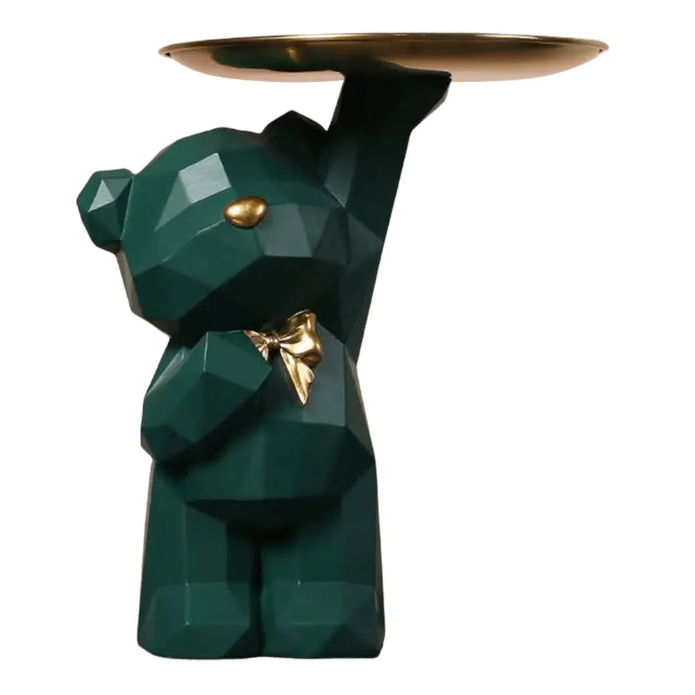 Resin Cute Bear Storage Tray Statue Table Decorations Cute Bear Storage Tray Statue Table Decoration for Entrance/Living Room