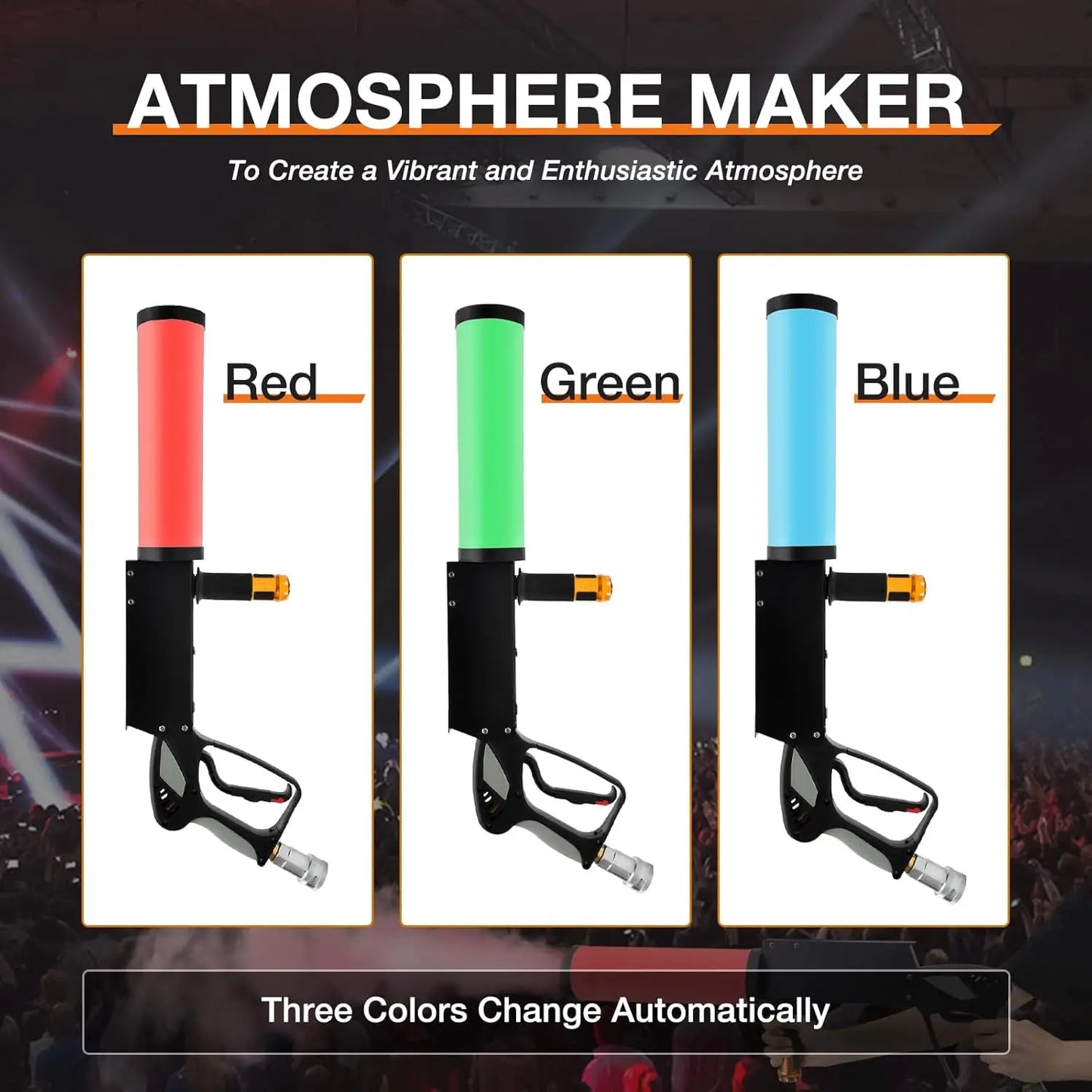 CO2 Handheld Fog Gun Smoke Machine with LED Lights Handheld CO2 Jet Machine with 3 Meter Gas Hose