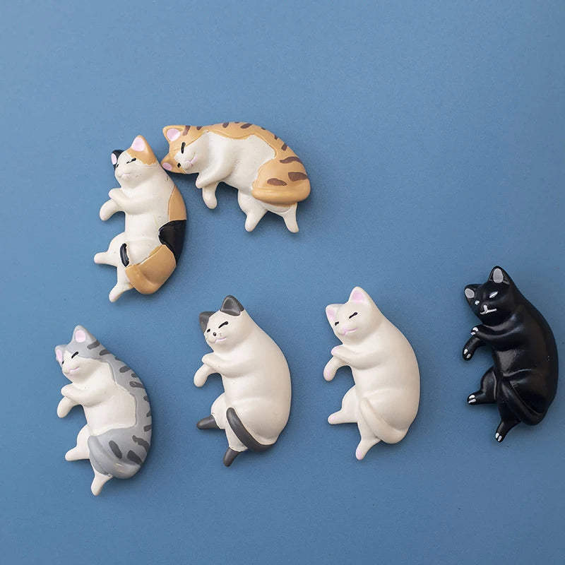6pcs Kawaii Resin Mini Sleeping Cat Mini Figures Miniature Things Statues Dollhouse Room Home Decor Items Desk Accessories