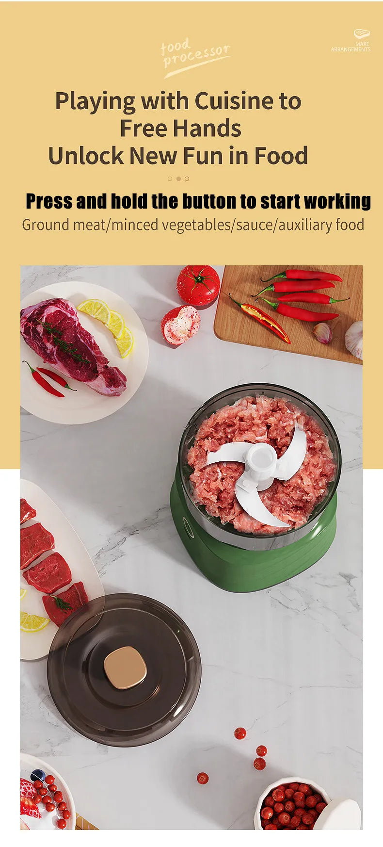 Kitchen Food Shredder Vegetable Meat Grinder 350ml Mini Wireless Electric Garlic Press Dual Purpose Garlic Puree Usb Charging