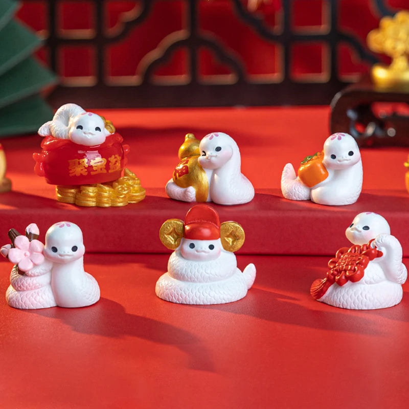 2025 Year Of The Snake Ornament Cartoon Lucky Snake Figurine Micro Landscape Car Interior Home Desktop Decoration