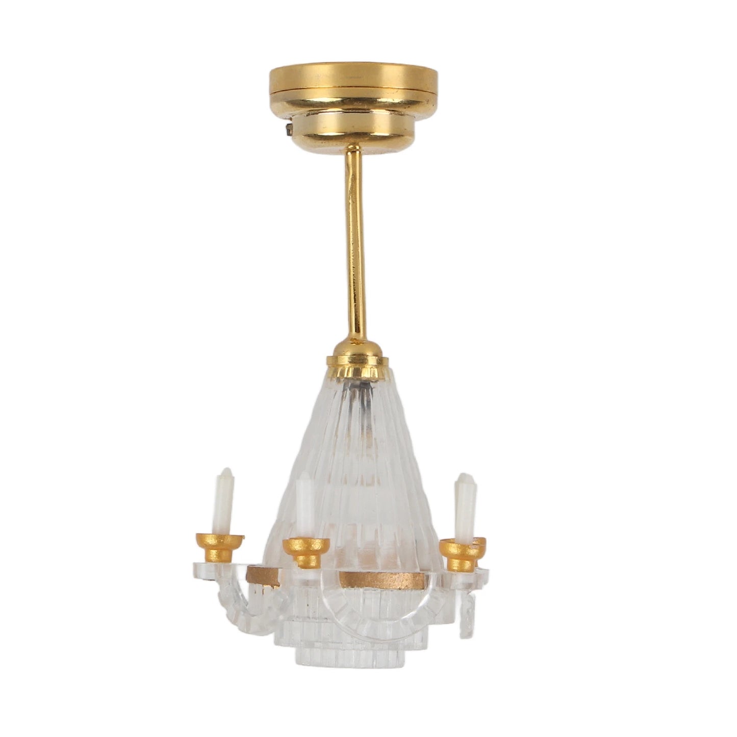 【New】Miniature Chandelier 1/12 Scaled Vivid Decorative Ceiling Lamp with 5 LED Candle for Dollhouse LED Miniature Chandelier