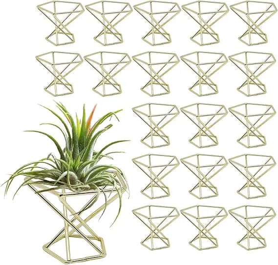 20 PCS Air Plants Holders Unique Geometric Metal Plant Stands Airplants Container Live Air Fern Display Racks Small Decor Items