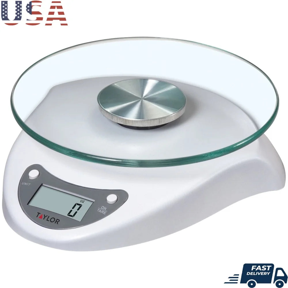 Digital Glass Kitchen Scale 6.6lb Capacity LCD Display Easy Tare Portion Control Compact Design Battery Included Stain Resistant