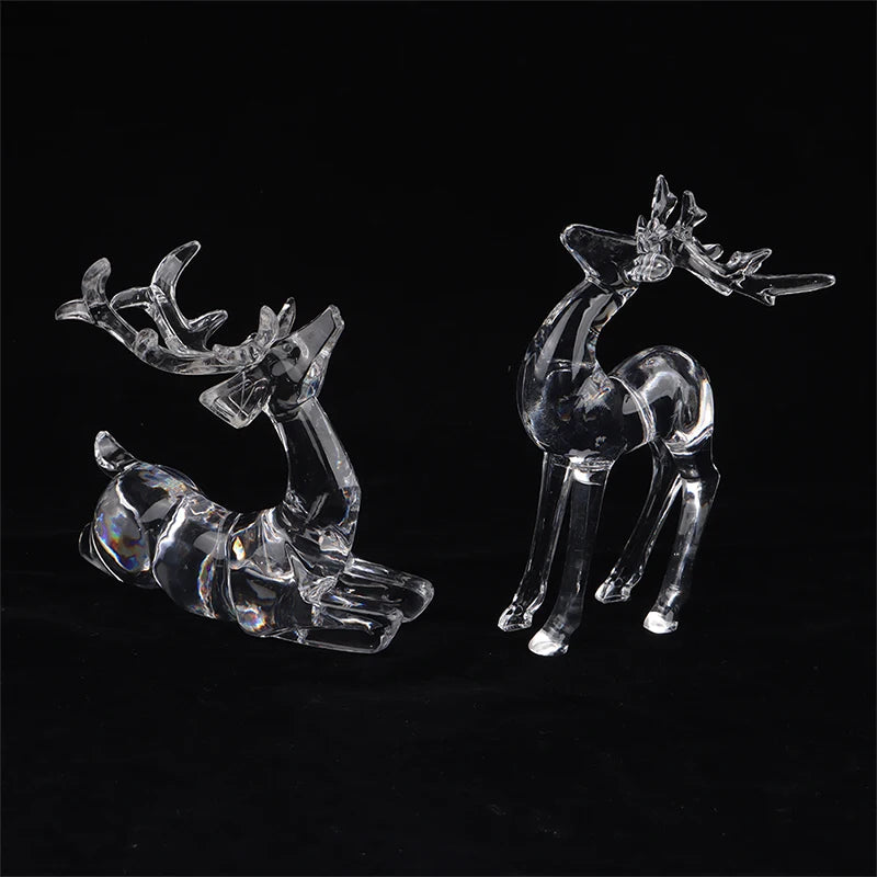 1Pc Crystal Deer Figurines Desktop Ornament Room Decor Transparent Elk Reindeer Sculpture Home Office Decoration