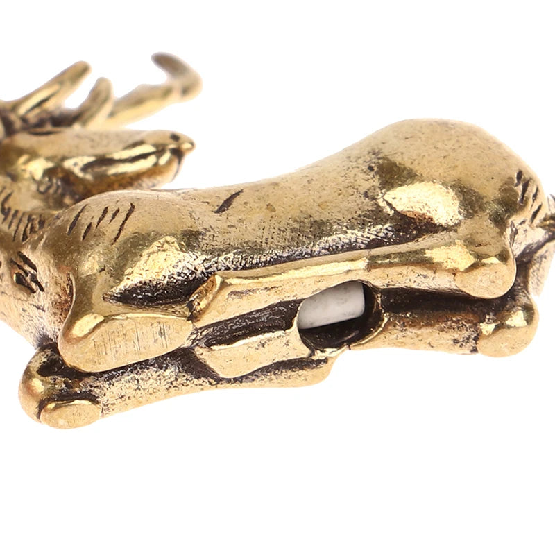 1Pc Retro Brass Christmas Elk Miniature Figurine Festival Decoration Accessories Mini Deer Statue Desktop Ornament Decors