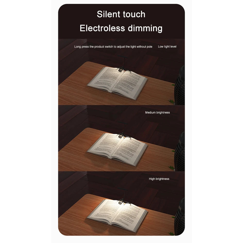 LED Music Stand Light with Flexible Neck Clip On Reading Light Touch Stepless Dimming Clip On Book Lamp for Home Office