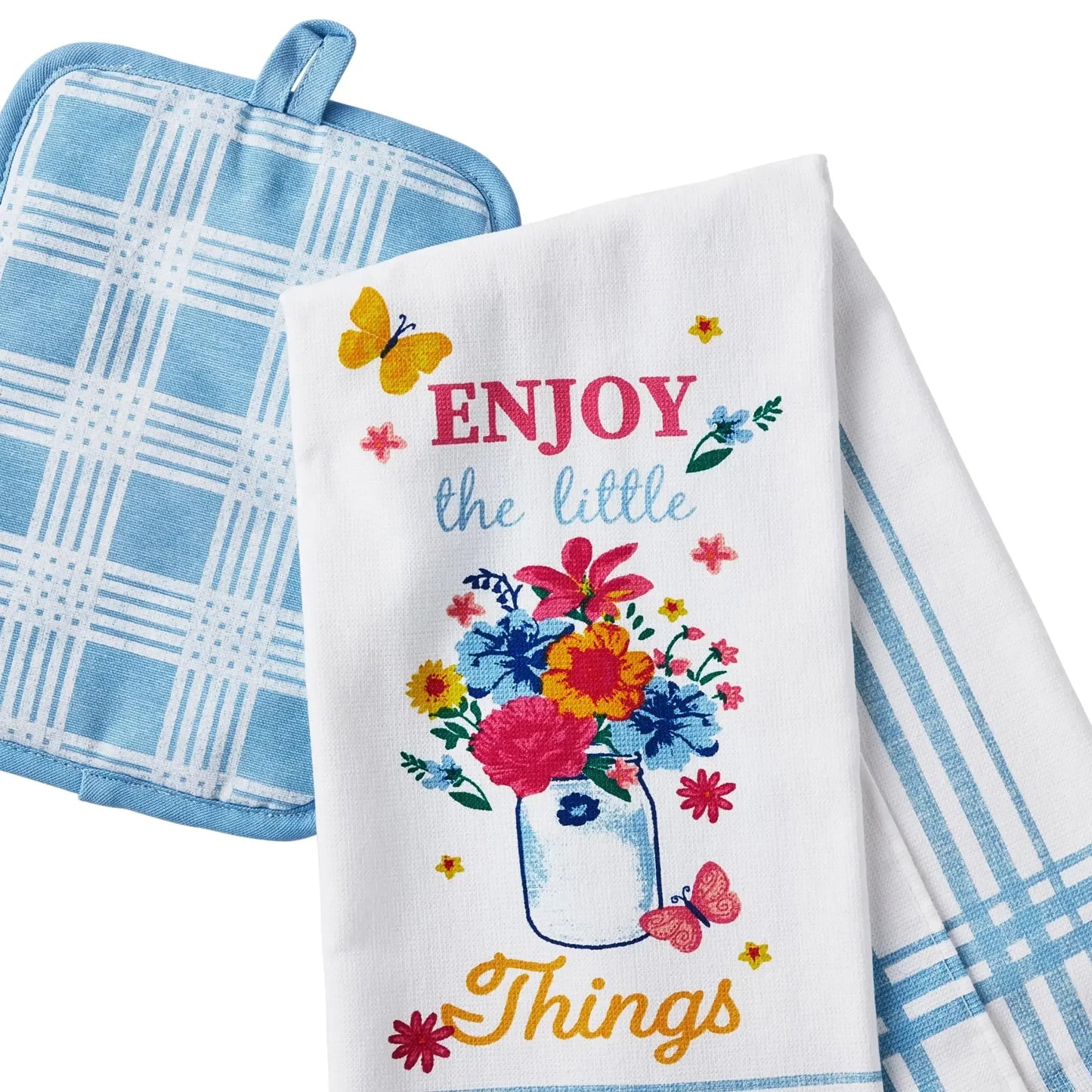 The Pioneer Woman Flowering Frontier Kitchen Towel, Oven Mitt & Pot Holder Set, Multicolor, 3 Pieces