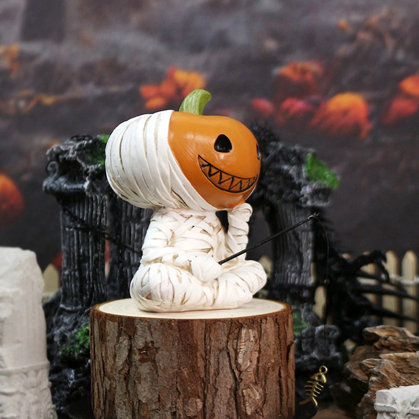 Halloween Bandage Doll Fishing Resin Ornament Home Decoration Accessories Party Supplies Home Decoration Accessories New