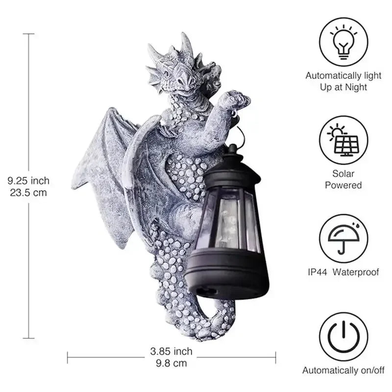 Garden Dragon Decor Solar Lights Solar-Powered Dragon Sculpture For Garden Solar Garden Statue Dragon Figurine For Hallway
