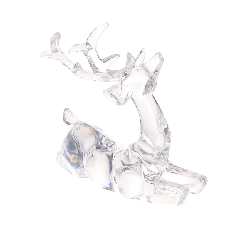1Pc Crystal Deer Figurines Desktop Ornament Room Decor Transparent Elk Reindeer Sculpture Home Office Decoration